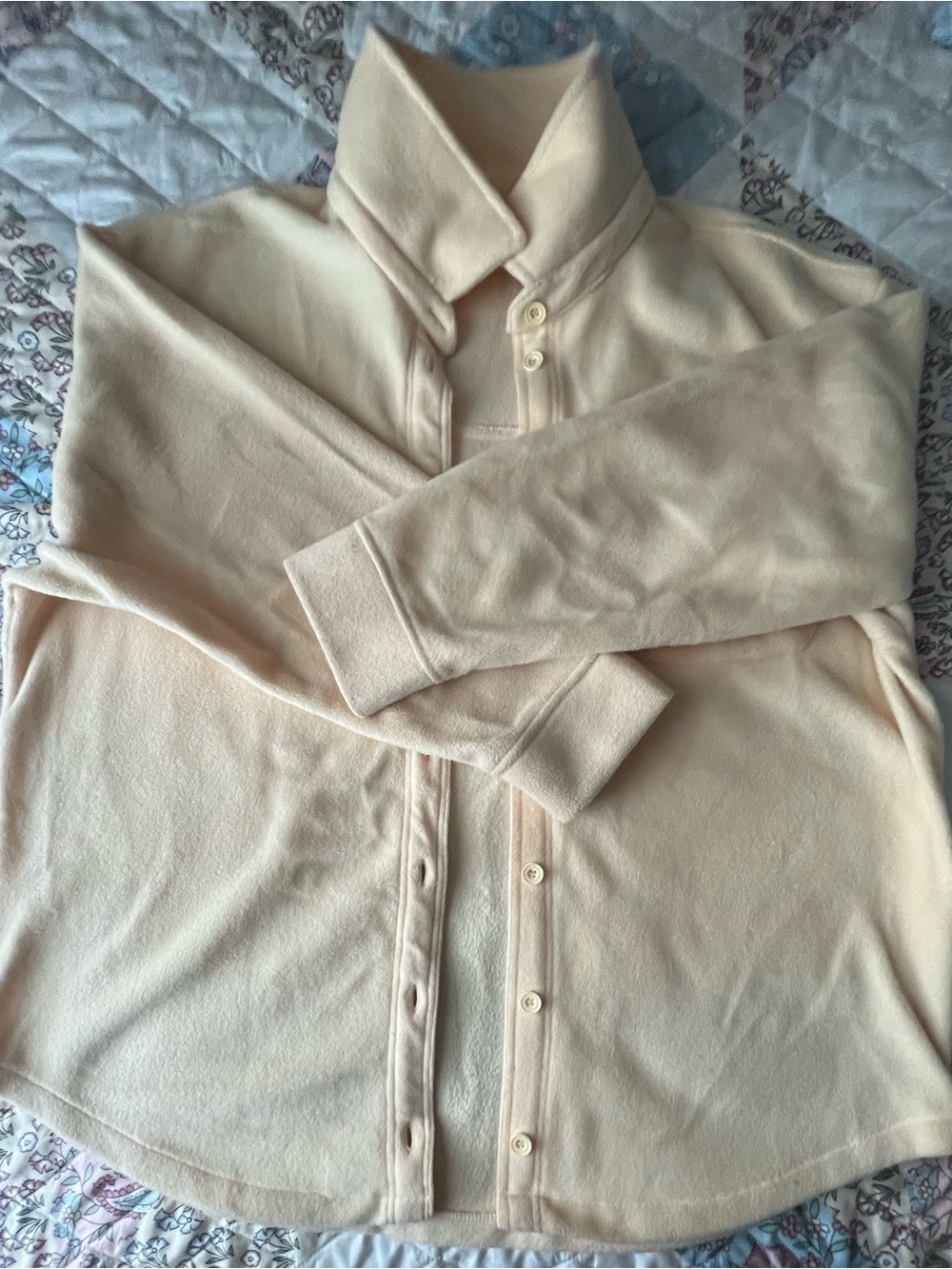 Light Yellow Fleece Button-Up Cardigan Jacket